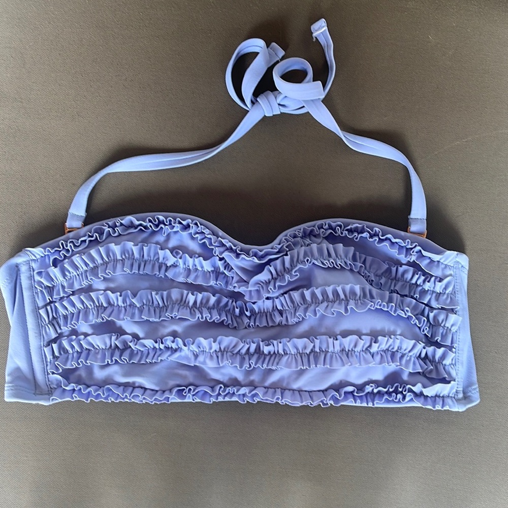 Blue purple bandeau halter bikini top